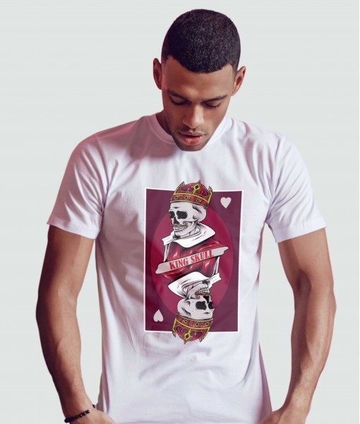 Мъжка тениска с щампа Готика King of hearts skull 